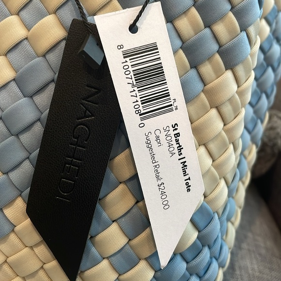 New Naghedi St. Barth Blue and Cream Mini Tote - Picture 2 of 2